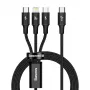 Baseus Rapid 3-w-1 kabel USB 1.5 m USB A USB C/Micro USB A/Lightning Czarny