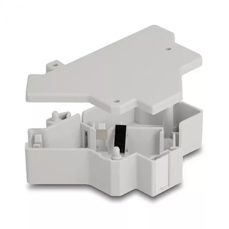 Uchwyt Keystone zatrzaskowy na szynę DIN DELOCK 67043 — tworzywo sztuczne, uziemiony, 60×88,2×21,5 mm, szary