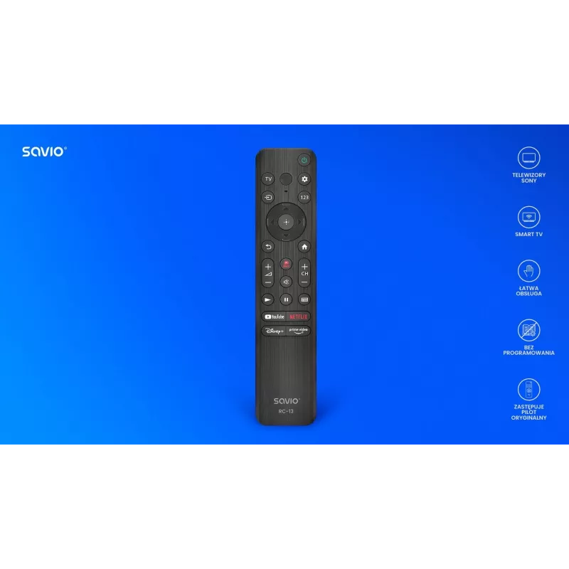 Pilot zdalnego sterowania Savio RC-13 IR bezprzewodowy do telewizorów Sony zasięg 10 m