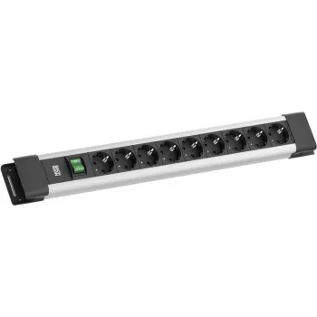 Listwa zasilająca Bachmann CONNECTUS z 9 gniazdami CEE7/3, 1 przełącznikiem, przewodem 2,0 m, wtyczką CEE7/7, szara