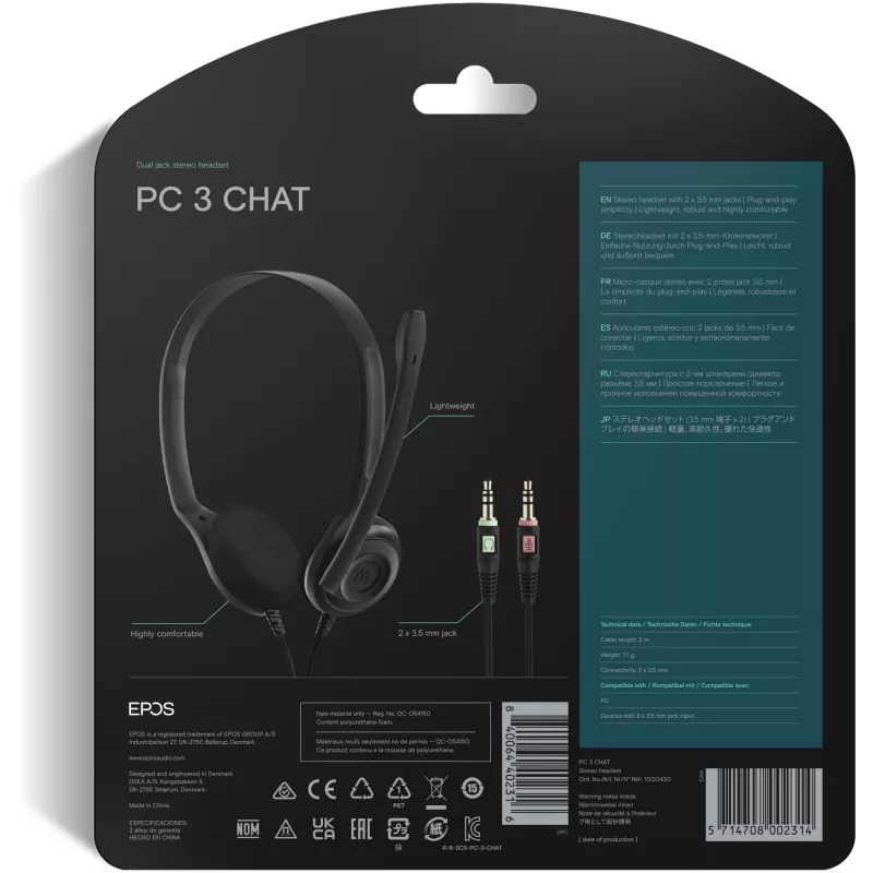 Sennheiser PC 3 CHAT Słuchawki Czarny