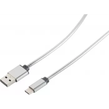 Kabel USB S/CONN 14-12001 USB 2.0 1 m USB A USB C Srebrny