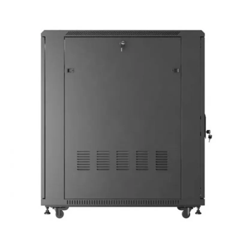19-calowa szafa rack LANBERG FF01-6022-23B, 22U, 600×1000 mm, czarna, drzwi perforowane
