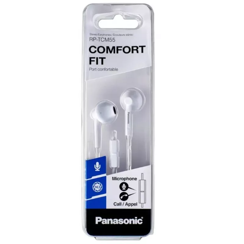 Przewodowe słuchawki douszne Panasonic RP-TCM55E — 10–24000 Hz, kabel 1,2 m, 14 g, czarne