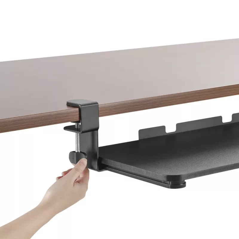 Maclean MC-839 Podsuwka pod klawiaturę | Szafka pod biurko na klawiaturę i mysz | Uchwyt zaciskowy na klawiaturę | Ergonomiczne rozwiązanie do stanowiska pracy