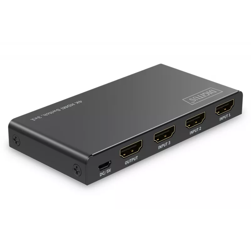Digitus 4K HDMI Switch 3x1 Metal Czarny 18 Gbit/s