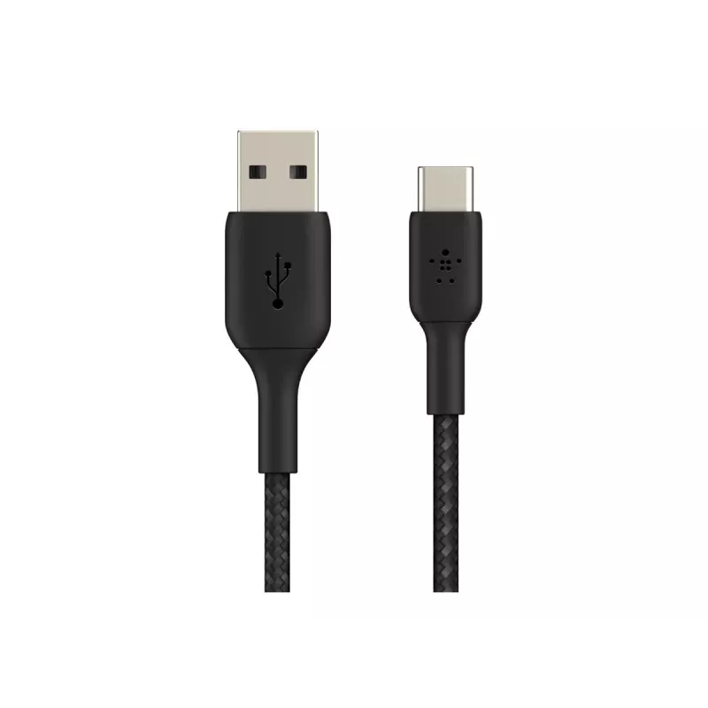 Kabel pleciony USB-C USB-A 2m Czarny