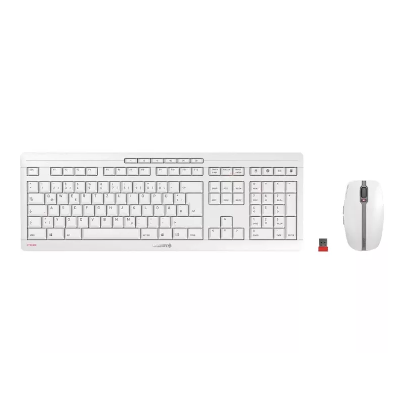 CHERRY Stream Desktop klawiatura Mysz w zestawie Biuro RF Wireless QWERTZ Niemiecki Biały