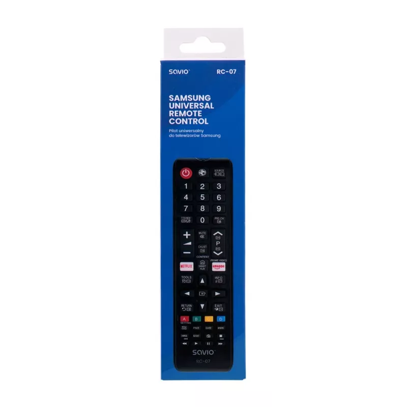Pilot zdalnego sterowania SAVIO RC-07 do telewizora Samsung, IR bezprzewodowy, czarny, przyciski