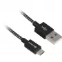 Kabel USB 2.0, wtyk USB-A > wtyk Micro-USB (czarny/szary, 0,5 metra, w oplocie)