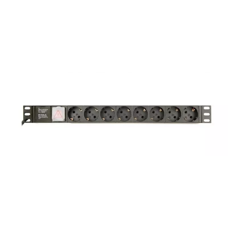 Listwa zasilająca GEMBIRD EG-PDU-014 — 8× gniazda typu F, 16 A, kabel 3 m, rack 1U, 3680 W, czarna
