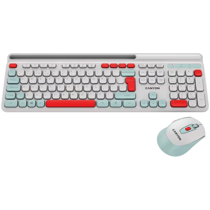 CANYON HSET-W5 EN Zestaw klawiatura + mysz AAA+AA Bezprzewodowy Biały