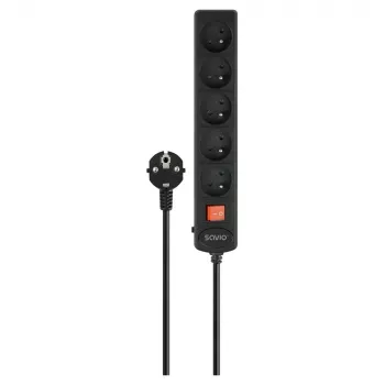 Listwa zasilająca SAVIO LZ-17 — 5 gniazd, kabel 3 m, gniazda z uziemieniem