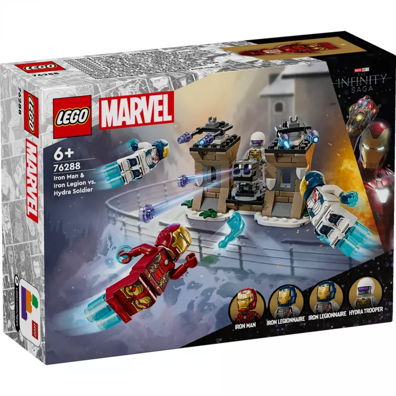 Zabawka konstrukcyjna zestaw LEGO 76288 Marvel Super Heroes Iron Man – Iron Legion i minifigurka żołnierza HYDRA, model do zbudowania