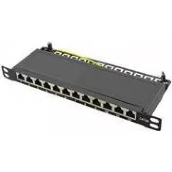 LogiLink - Patch Panel - rack-mountable - RJ-45 X 12 - Czarny, RAL 9005 - 0.5U - 25.4 cm (10)