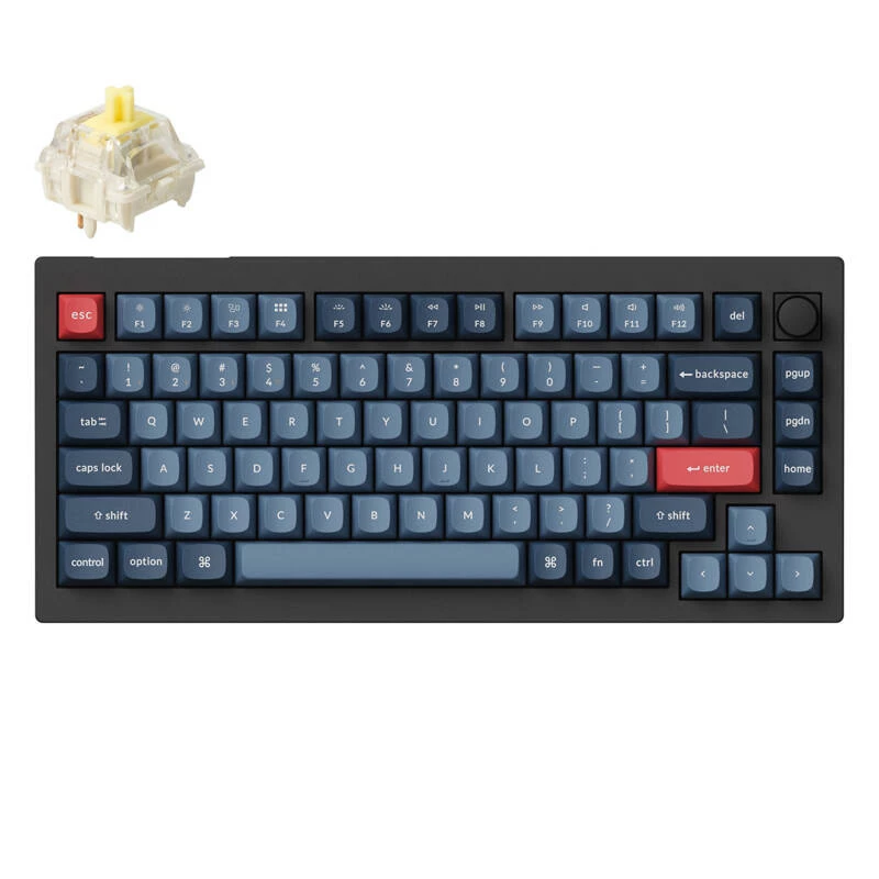 Keychron V1 Max Klawiatura Uniwersalna USB RF Bezprzewodowa Bluetooth Czarna Szara 75% Mechaniczna