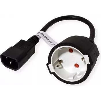 VALUE Netzkabel, C14 auf CEE7/3, max. 10A (2300W), nur fr Verwendung an USV, schwarz, 0,3 m