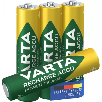 VARTA HR03 AAA Recharge Accu Moc 1000 mAh 05703 akumulatorki 4 szt. Zielony, Żółty