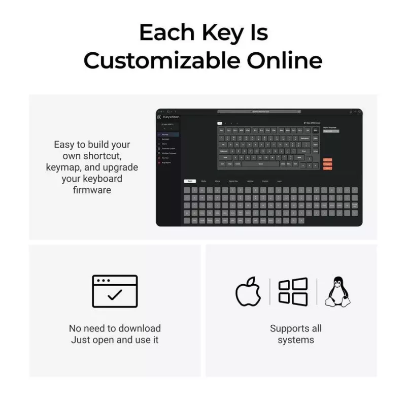Klawiatura mechaniczna Keychron Q1 Max 75% z przełącznikami Banana, Carbon Black