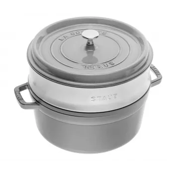 STAUB La Cocotte żeliwny okrągły garnek z wkładem 40508-819-0 - 3,8 l grafitowy