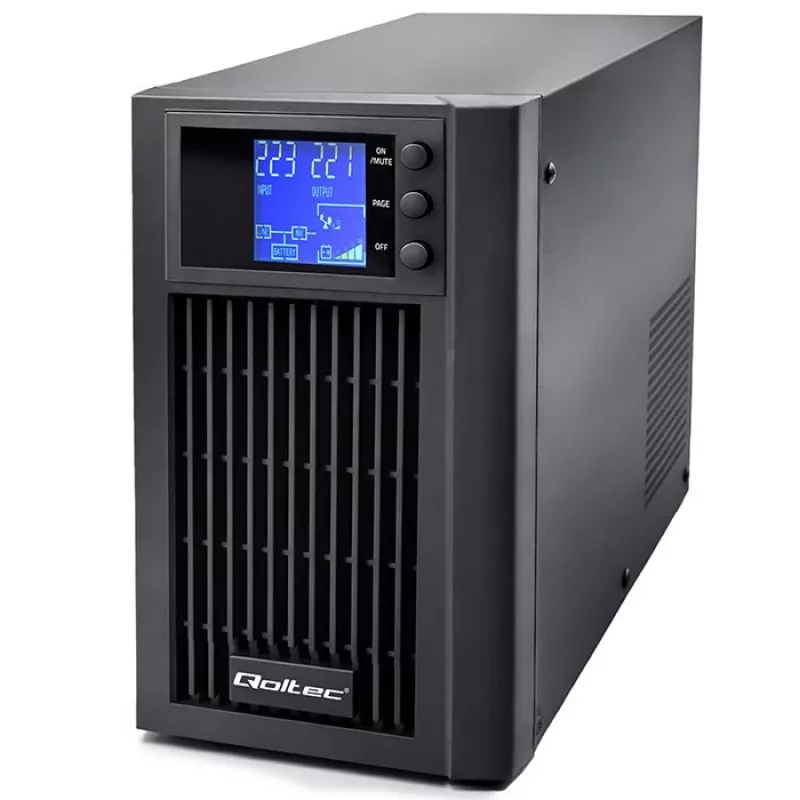 UPS QOLTEC Pure Sine Wave 2kVA 1600W z AVR i wyświetlaczem LCD