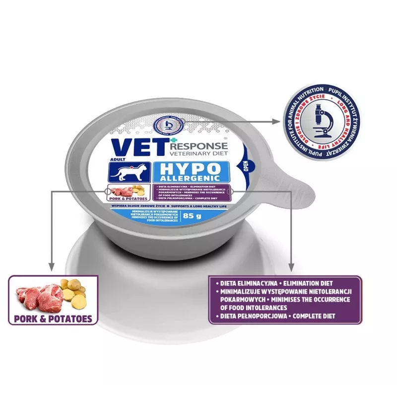 VET RESPONSE Hypoallergiczna Wieprzowina - karma mokra dla kota - 85g