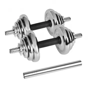 Regulowane hantle Rebel Chrome 20 kg z walizką i sztangami (2) — talerze 2,5 kg, 1,25 kg, 0,5 kg