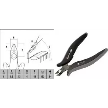Obcinacz boczny c.k tools T3884 z mini głowicą tnącą ESD — precyzyjne szczypce diagonalne do elektroniki