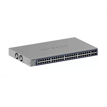 Zarządzalny przełącznik Gigabit Ethernet Netgear GS752TX, 48x RJ-45 10/100/1000, obsługa 10G, 1U do montażu w szafie, szary