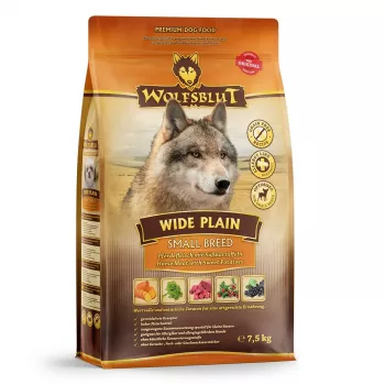 Sucha karma dla psa Wolfsblut Wide Plain Small Breeds — Koń i bataty, 7,5 kg, bezzbożowa, 26% białka