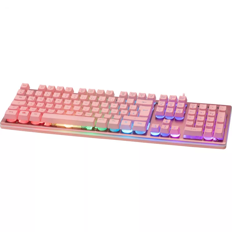 Deltaco GAM-021-RGB-P-DE - pełnowymiarowa (100%) - USB - przełącznik membranowy - QWERTZ - Różowy