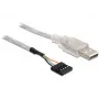 Kabel USB 2.0-A męski do złącza pinowego DeLOCK 83078 srebrny