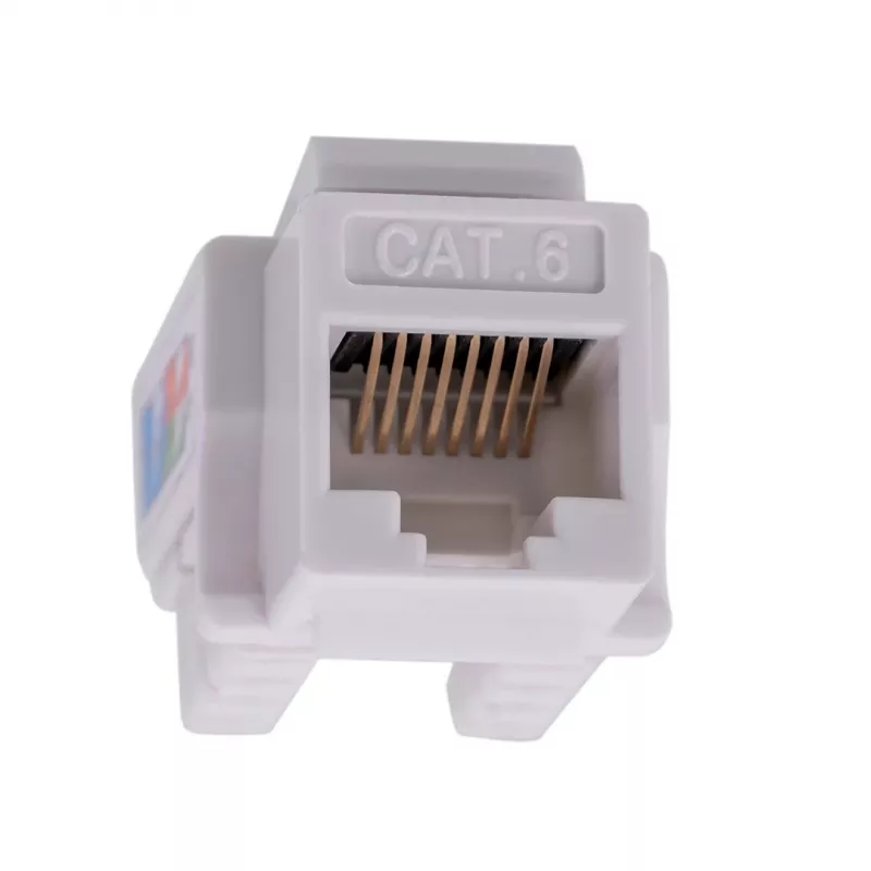 Moduł keystone LANBERG KSU6-1090, Cat6 U/UTP płaski, RJ-45 męski do LSA żeńskiego, AWG 22/26, 14.5×16.1 mm, biały