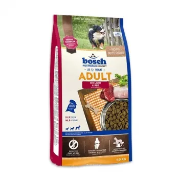 Sucha karma dla psa Bosch Adult z jagnięciną i ryżem, 3 kg — dla dorosłych psów, odpowiednia dla wszystkich ras, wspiera nadwrażliwość pokarmową