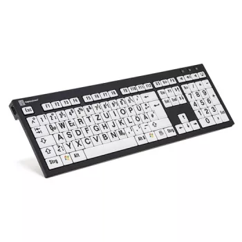 Klawiatura Logickeyboard XL Print Universal USB QWERTZ German Czarny biały