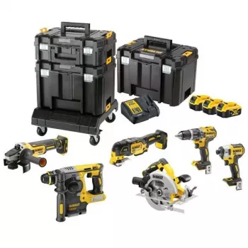 Zestaw narzędzi DeWalt DCK685P3T 18V bezprzewodowy zestaw combo — 3×5.0Ah baterie, młot DCH273, szlifierka kątowa, walizka