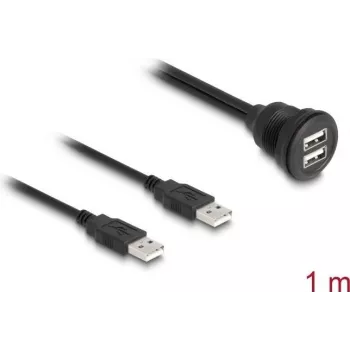 Kabel DeLOCK USB 2.0 2 x USB Typ-A męski na 2 x USB Typ-A żeński 1 m czarny