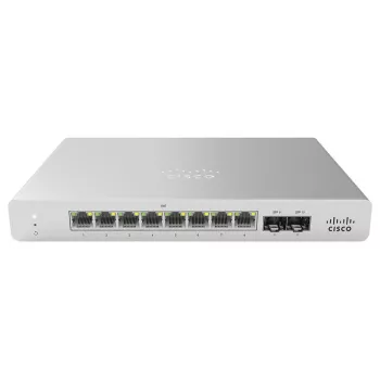 Cisco - Meraki Cloud Managed MS120-8 - Przełącznik - zarządzany - 8 x 10/100/1000 (PoE+) + 2 x Gigabit SFP do montażu na ścianie Desktop PoE+ (124 W)