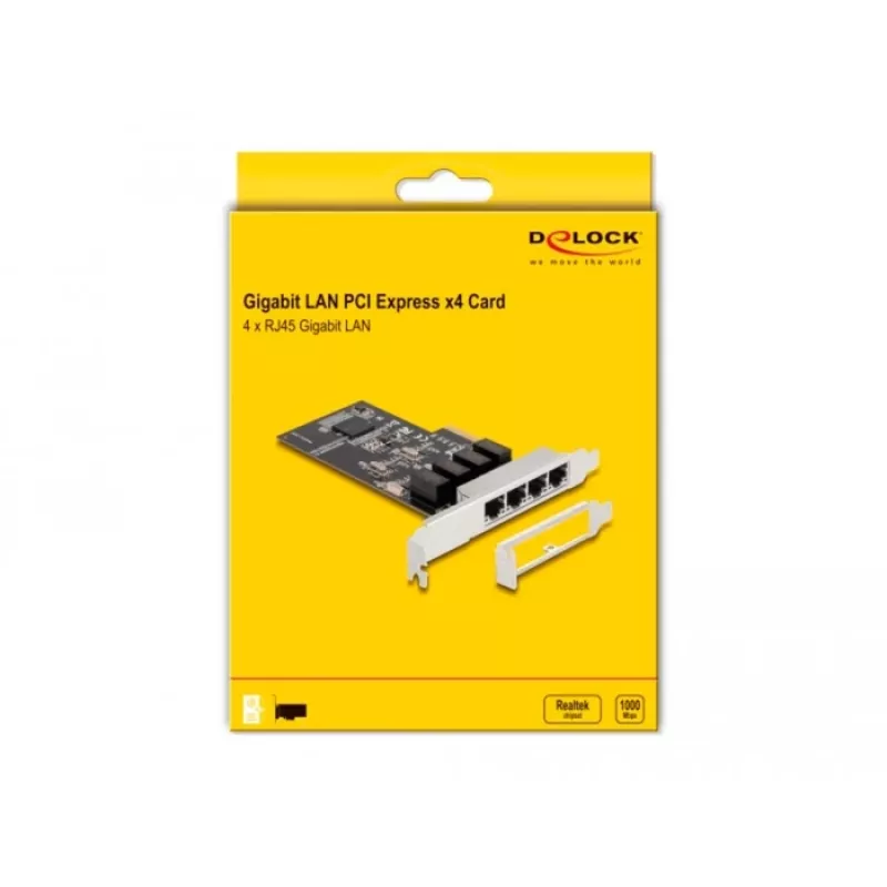 DeLOCK PCI Express x4 Karta 4 x RJ45 Gigabit LAN RTL8111 - PCIe - RJ-45 - PCIe 2.0 - Srebrny - PC - Windows 10 - Windows 11 - Windows 8.1 (88618)