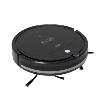 Robot odkurzający TEESA Smart VAC 2 — okrągły, czarny, siła ssania 1000 Pa, bateria litowa 9,6 V/2000 mAh, pojemnik na kurz 0,2 l, Wi‑Fi, automatyczny powrót
