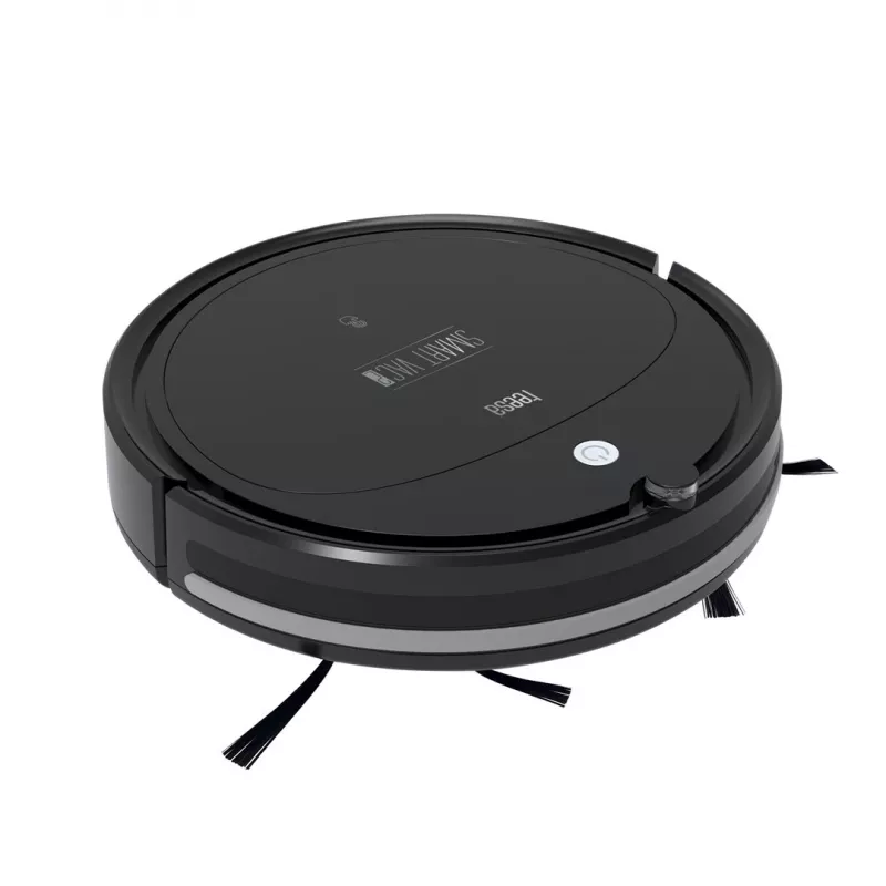 Robot odkurzający TEESA Smart VAC 2 — okrągły, czarny, siła ssania 1000 Pa, bateria litowa 9,6 V/2000 mAh, pojemnik na kurz 0,2 l, Wi‑Fi, automatyczny powrót