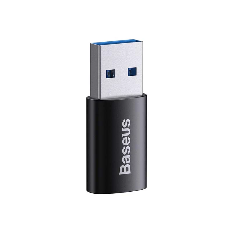 Adapter Baseus Ingenuity USB Type-A (żeński) na USB Type-C (męski) 10 Gbit/s, czarny, 14×22×8 mm