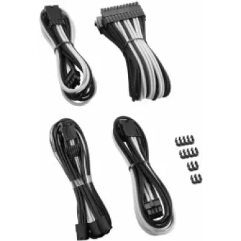 Zestaw przedłużaczy CableMod PRO ModMesh CM-PCAB-16P3KIT-NKKW-3PK-R — 3-pak przedłużaczy PCIe/ATX w oplocie czarno-białym
