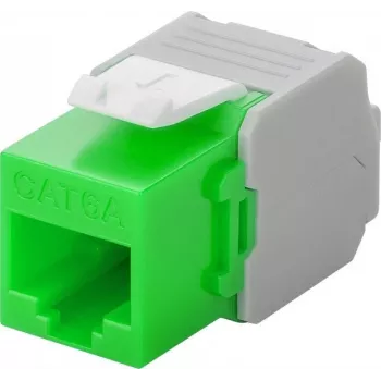 Wentronic Goobay CAT 6a KeyStone RJ45 Jack, nieekranowane, 500 MHz, zielono-białe (90687)