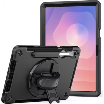 Etui z podstawką jt berlin do Samsung Galaxy Tab S11 z wytrzymałym paskiem na rękę — czarne