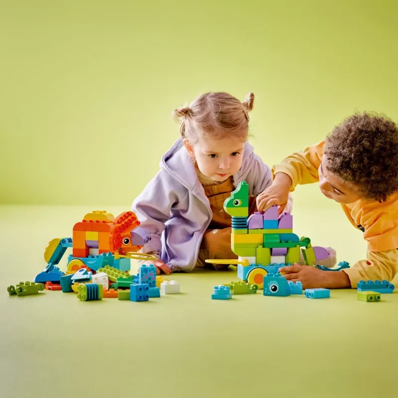 Zabawka konstrukcyjna LEGO DUPLO 10451 Dinozaury na kółkach zestaw 3-w-1, 108 elementów, wiek 3+, wysokość 220 mm