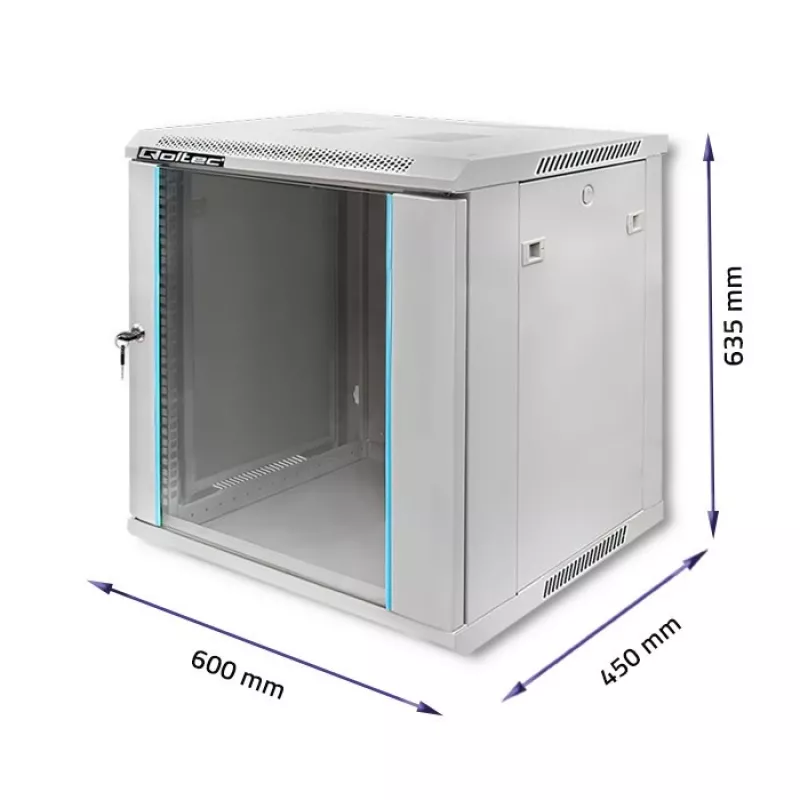 Szafa rack QOLTEC 19-calowa 12U model 54485 — obudowa sieciowa/serwerowa