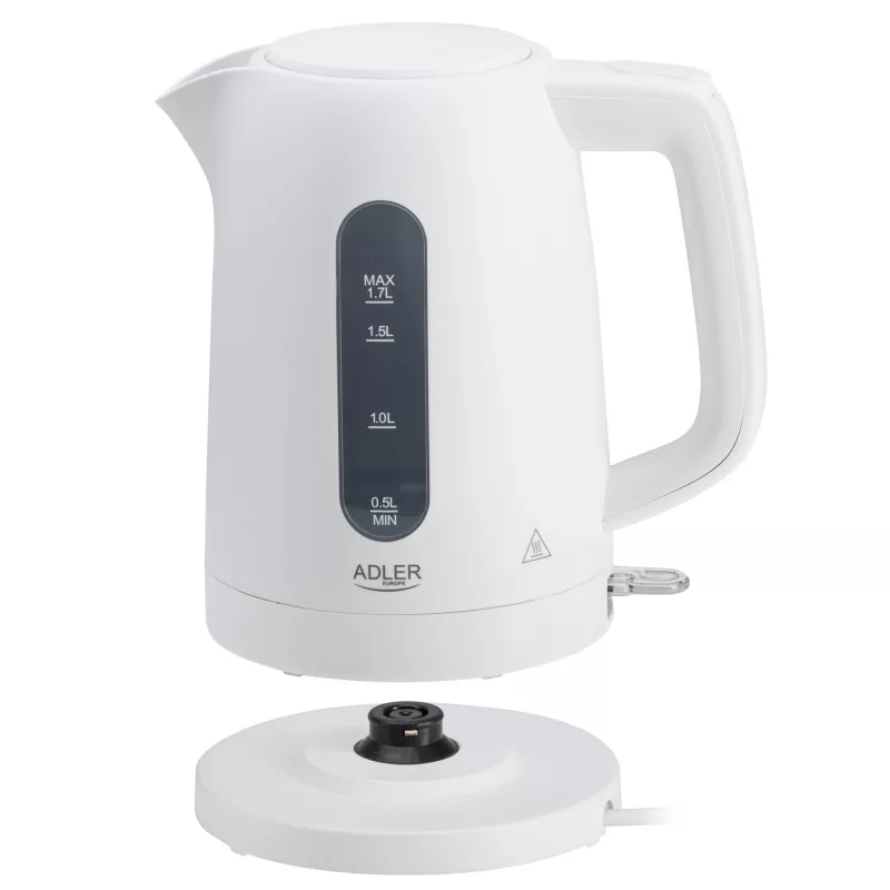 Czajnik elektryczny Adler AD 1379w — 1,7 L, do 2200 W, biały, obrotowa podstawa 360°, polipropylen