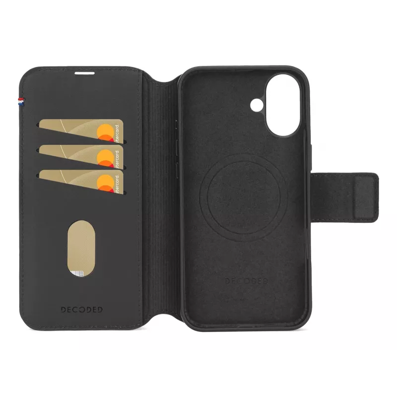 Etui skórzane do iPhone 16, czarne