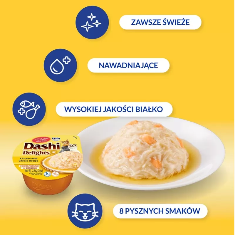 INABA Dashi Delights kurczak z serem w bulionie - przysmaki dla kota - 70g